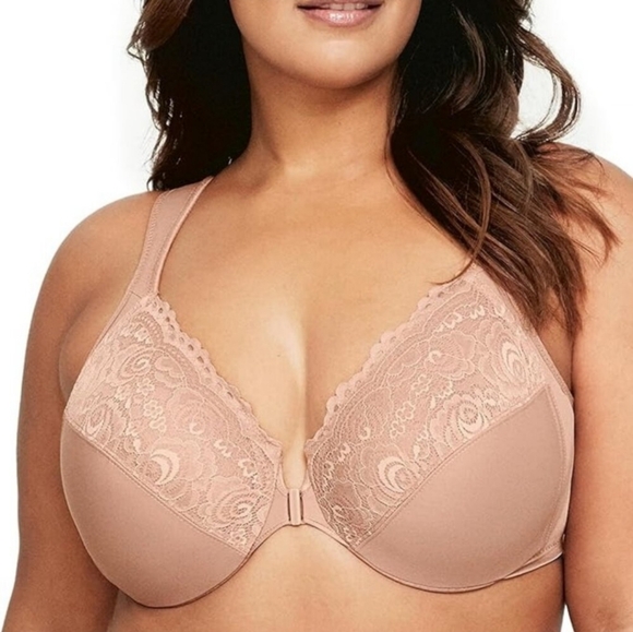 GLAMORISE Tan Wonderwire Front Closure Underwire Bra 1245 Cappuccino- 38F - Picture 2 of 12